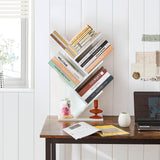 Hoctieon 4 Tier Tree Bookshelf, Small Bookcase, Free Standing Tree Bookcase, Bookshelf for Bedroom, Book Shelf Organizer, Small Bookshelf, White