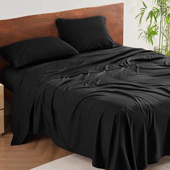 Cooling Sheets for Queen Size Bed Set, Polyester & Rayon Derived from Bamboo,