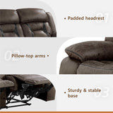 Homelegance Reclining Couch, Polished Microfiber Manual Double Recliner Sofa, Dark Brown