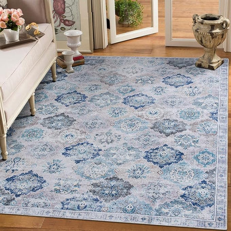 Camilla Boho Area Rug, 5'×7' Washable Oriental Accent Rug, Non-Slip Traditional Floral