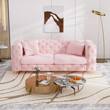 75 Inch Sofa Couch Modern Upholstered Couch Tufted Velvet Sofa High Arm and Metal