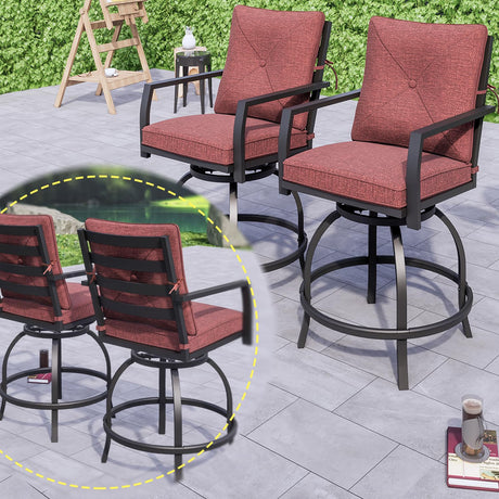 Outdoor Swivel Bar Stools Bar Height Patio Chair Set of 2