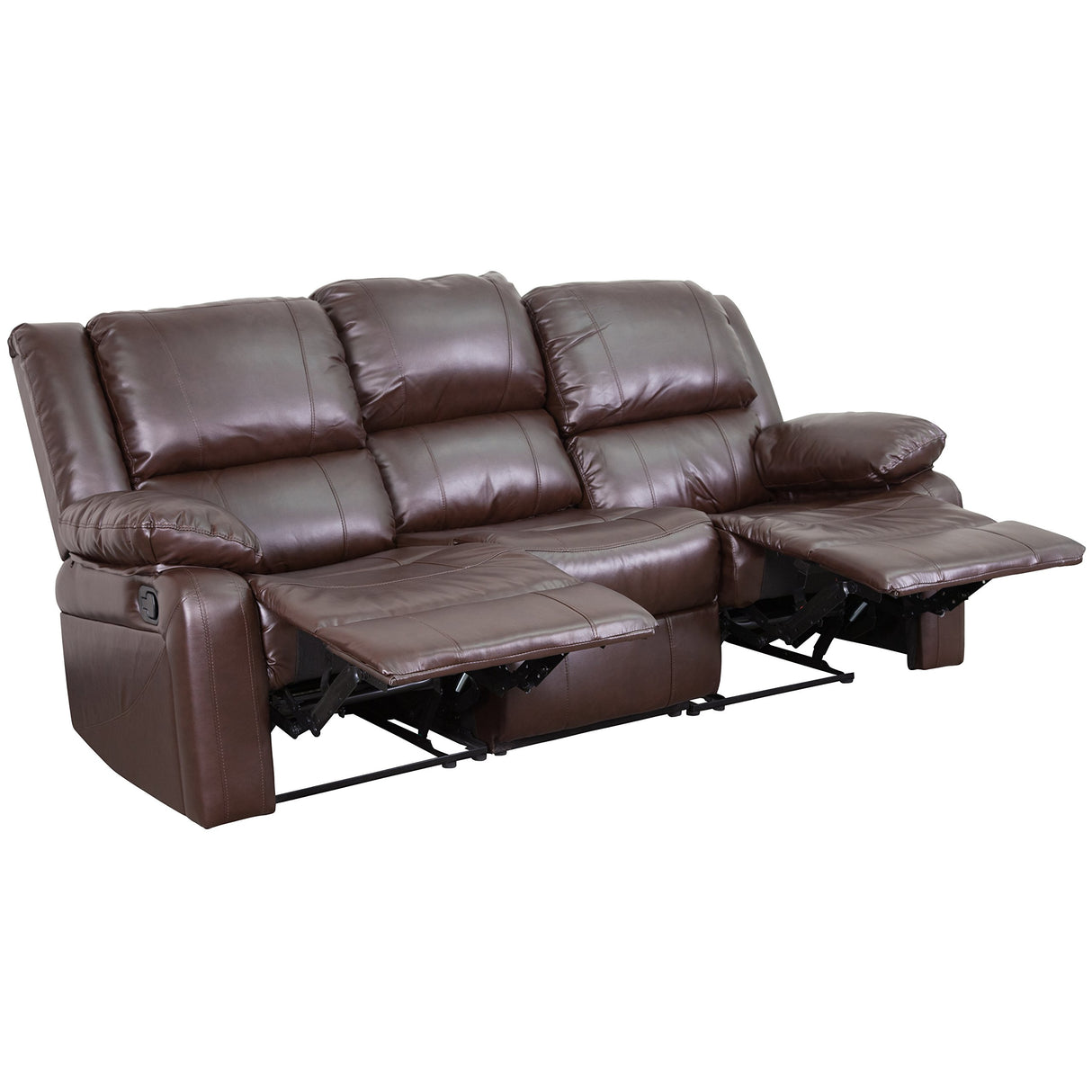 Series Brown LeatherSoft Sofa with Two Built-In Recliners