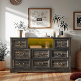 White Dresser for Bedroom with Charging Station & Led Lights
