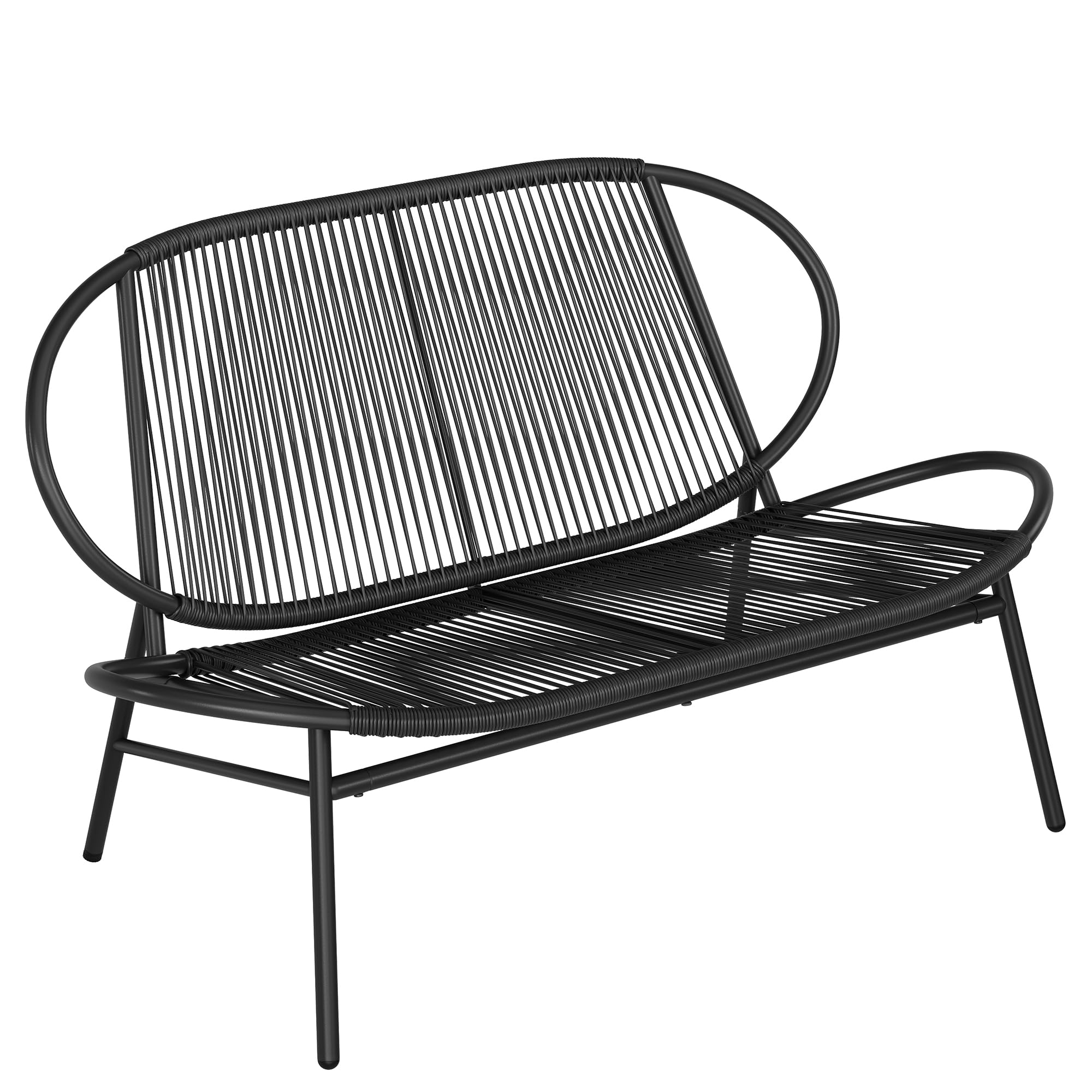 Patio Chair, Patio Bench, 2-Seat Garden Bench, Garden Furniture, PE Rattan, Garden