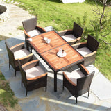 Garden Dining Set w/Acacia Wood Table Top, Stackable