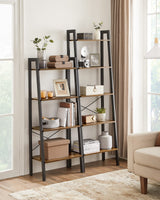 Ladder Shelf, 5-Tier Bookshelf, Storage Rack, Bookcase with Steel Frame