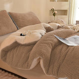 3D Jacquard Design Comforter Set, Ultra-Soft Warm Queen Size Sherpa Fur Plush 3-Pieces Sets