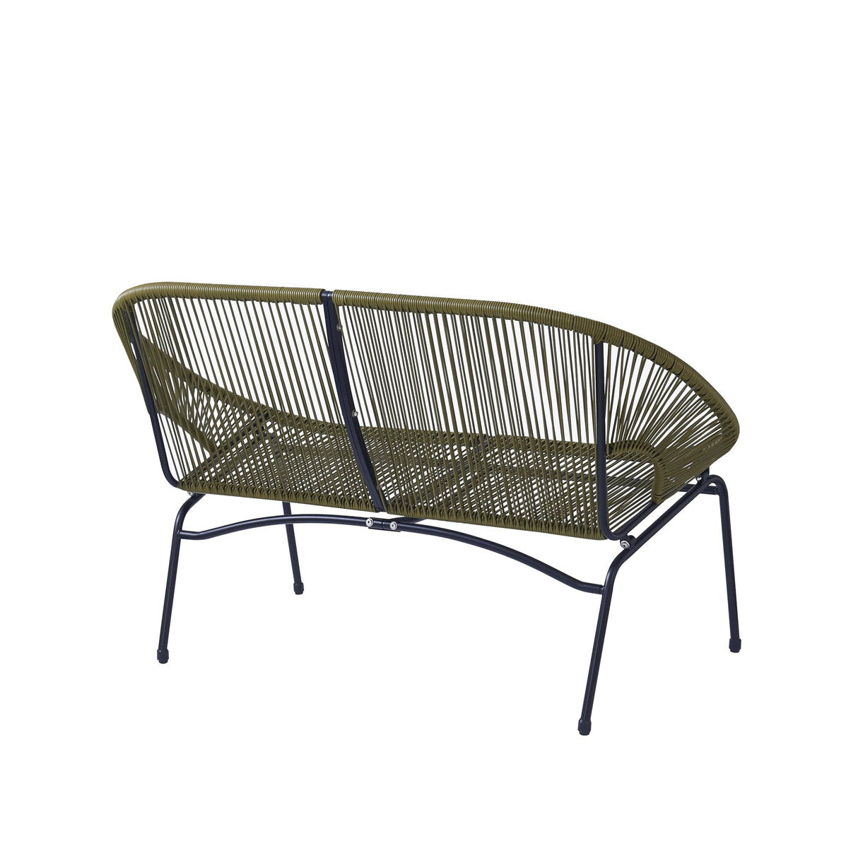 Dessa Patio Iron Frame and Wicker Loveseat, Outdoor 2-Seater Sofa