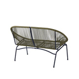 Dessa Patio Iron Frame and Wicker Loveseat, Outdoor 2-Seater Sofa