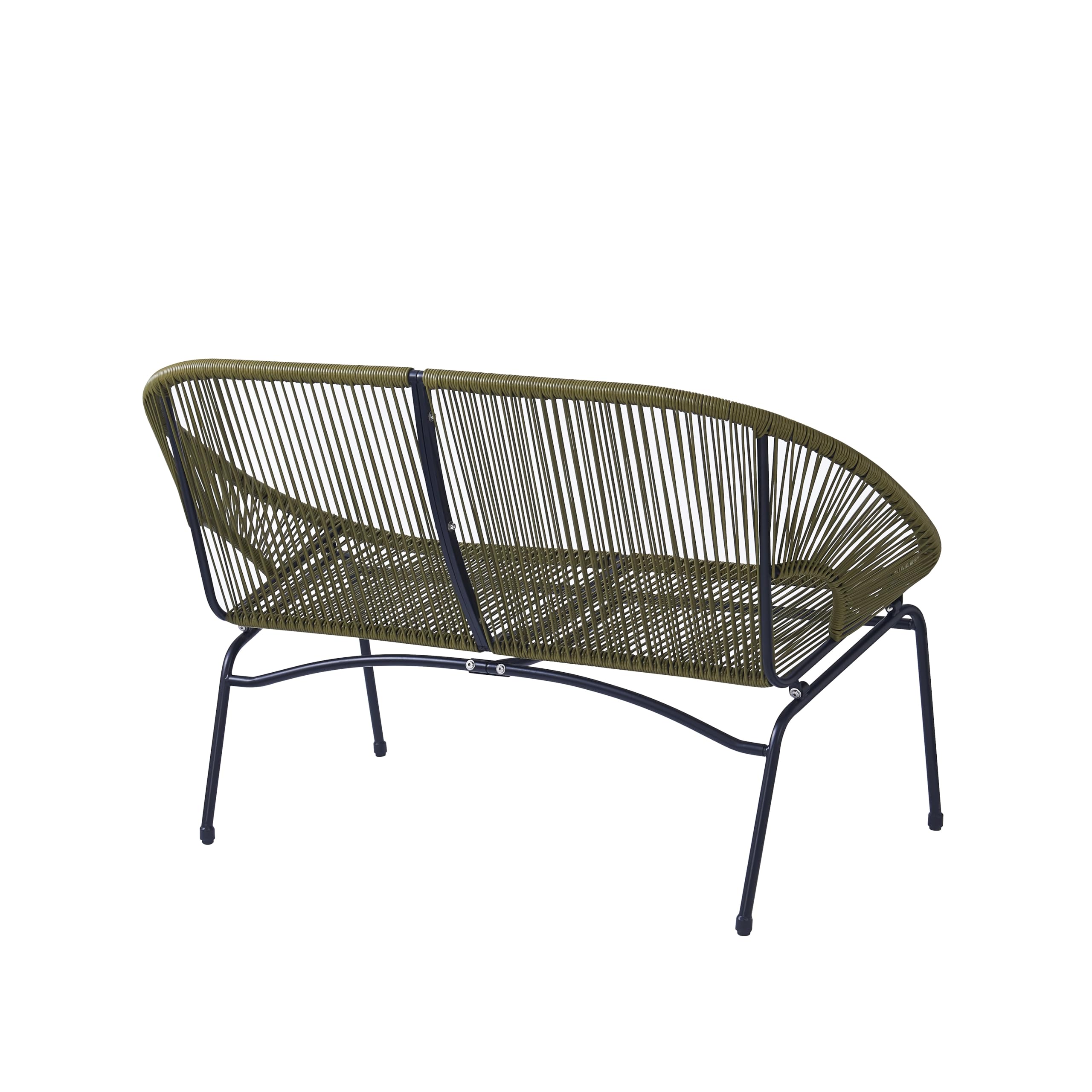 Dessa Patio Iron Frame and Wicker Loveseat, Outdoor 2-Seater Sofa