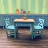 Solid Wood Toddler Kids Table and 2 Chairs Set,Modern Wooden Furniture with Irish