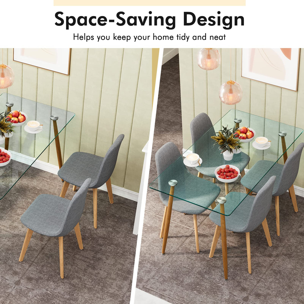 5-Piece Dining Table Set, Modern Dinette Set of 5, 51" L X 27.5" W Table & Chair Set for 5