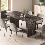 70.8" Large Farmhouse Kitchen Dining Room Table for 6 to 8 People, Rustic Oak