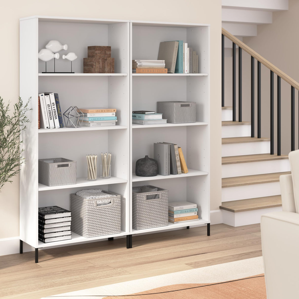 Bush Furniture Essence 4 Shelf Bookcase in White | Organizers and Shelves for Home