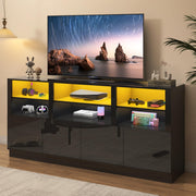 32-Inch Tall Entertainment Center with LED Lighting for 70-80 Inch TV