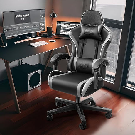 Gaming Chair, Ergonomic Computer Gamer Chair, Racing Style Swivel Office Desk Chair