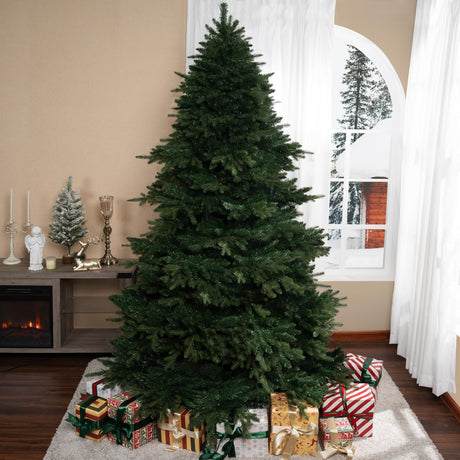 7.5ft Rustic Christmas Tree with Lights, Realistic Classic Christmas Tree Prelit