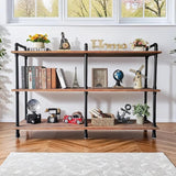 Industrial Bookshelves, Wood Pipe Bookshelf, 5 Shelf Rustic Display Storage Tall Standing