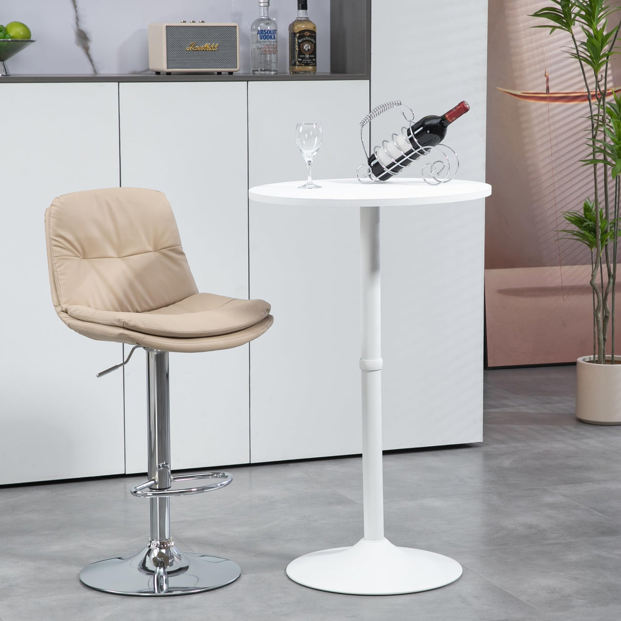 Round Cocktail Bar Table with Metal Base, Tall Bistro Pub Table, Counter Bar Height Table