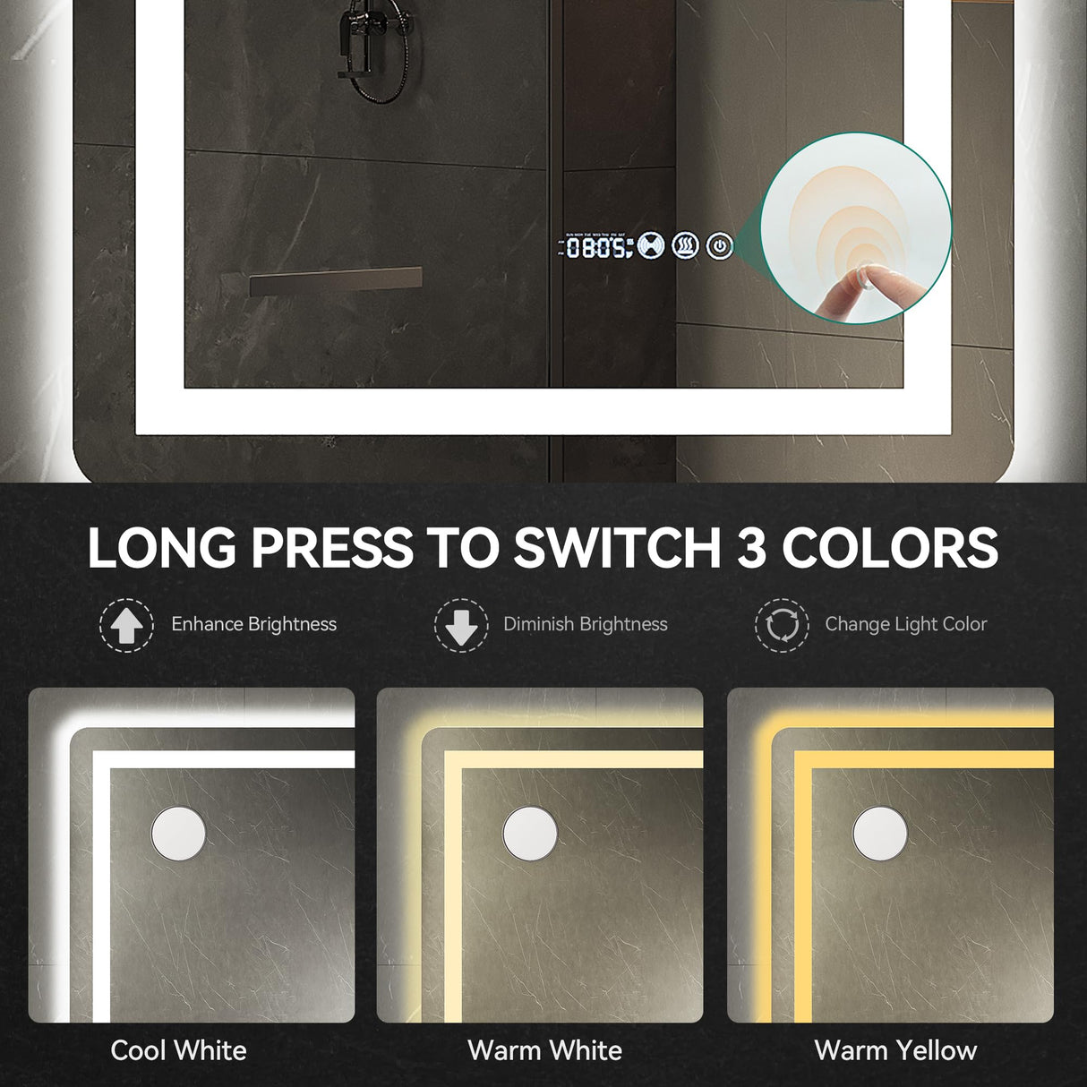 24x32 LED Bathroom Mirror with Motion Sensor & Anti-Fog