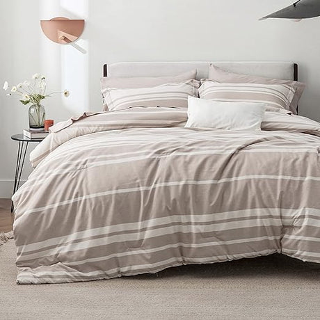 Grey White Striped Comforter for Queen Size Bed