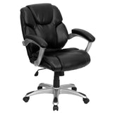 Heather Mid-Back Black LeatherSoft Layered Upholstered Executive Swivel Ergonomic