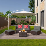 Aiho Outdoor Patio Furniture Sets All Weather Wicker Rattan Patio Conversation Set with Glass Table (Grey)