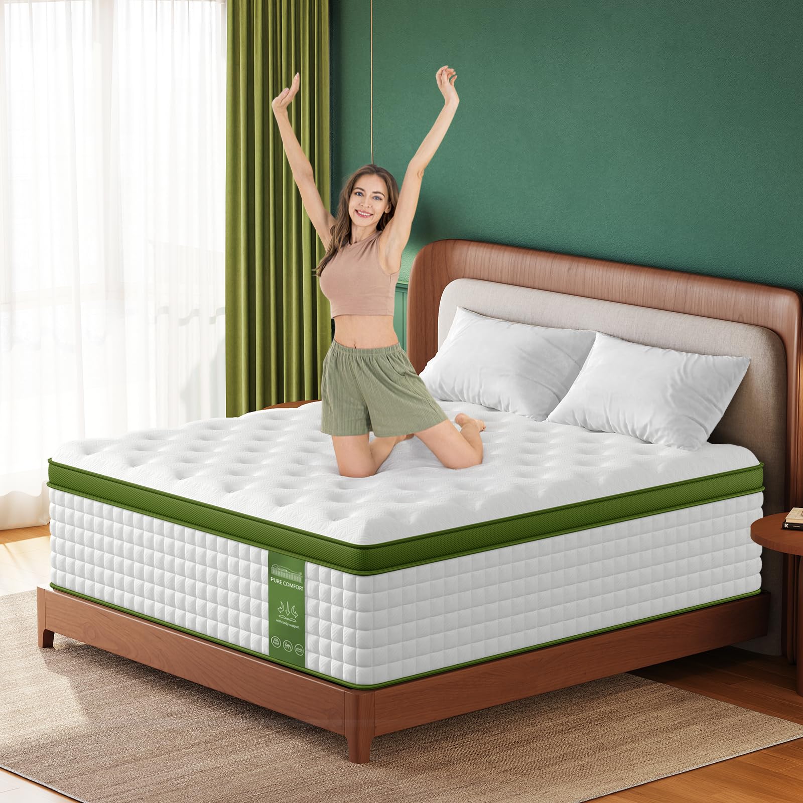 King Mattress, 14 Inch Hybrid Mattress King Size in a Box with Gel Memory Foam and Pocket