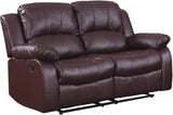 60" Bonded Leather Double Reclining Loveseat, Black