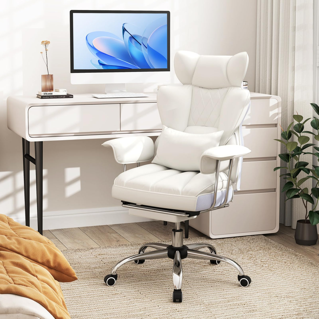Big and Tall Executive Office Chair with Footrest and Lumbar Support
