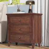 Nightstands with 3 Drawers for Bedroom, Modern Wood Bedside End Table, Walnut