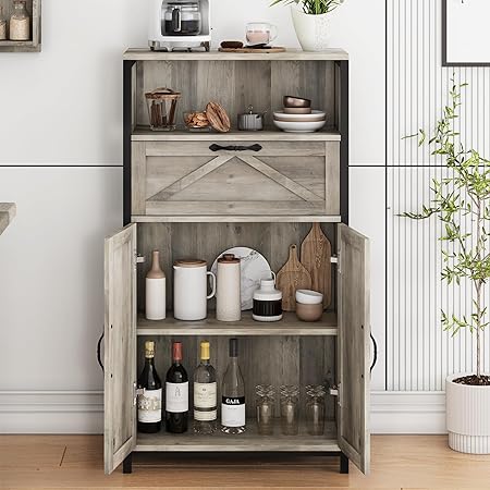 Bathroom Storage Cabinet, Freestanding Floor Linen Storage Cabinet with Doors