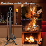 Fireplace Tools Set, 5-Piece Cast Iron 30.5" Fire Place Set Tools Indoor Fireside Accessories