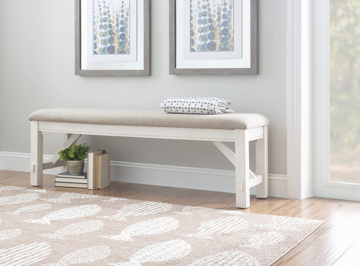 Company Powell Turino Distressed White Dining Bench