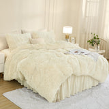 Faux Fur Beige Comforter Set King Size