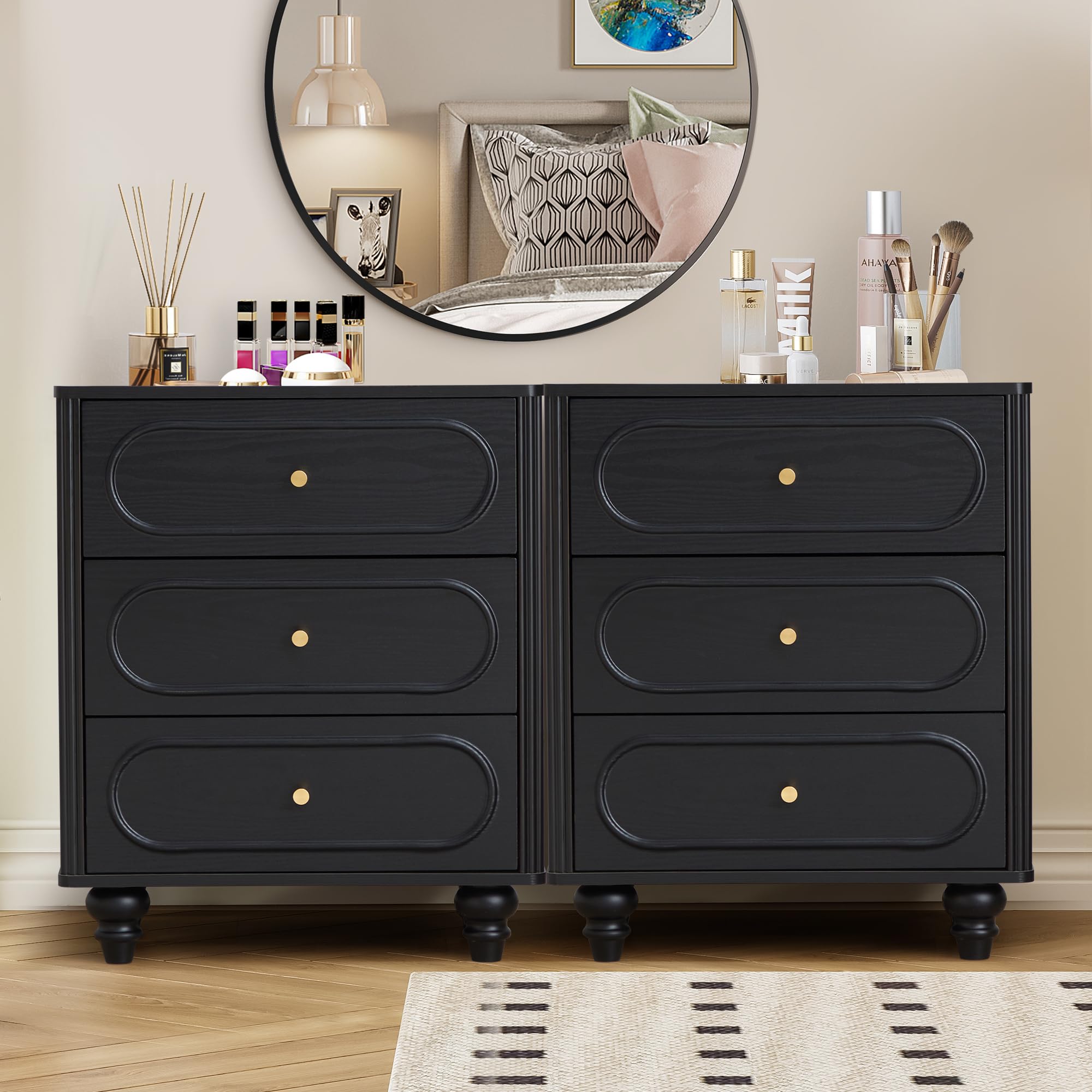 Dresser for Bedroom Set of 2, Mid Century Modern Chest of Drawers