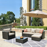 12 Pieces Patio Furniture Set, Outdoor Wicker Rattan Sectional Sofa Set with Comfy Cushions