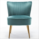 Modern Velvet Accent Chair for Living Room, Bedroom, or Entryway, Stylish and Comfortable Armless Design with Metal Legs, Teal