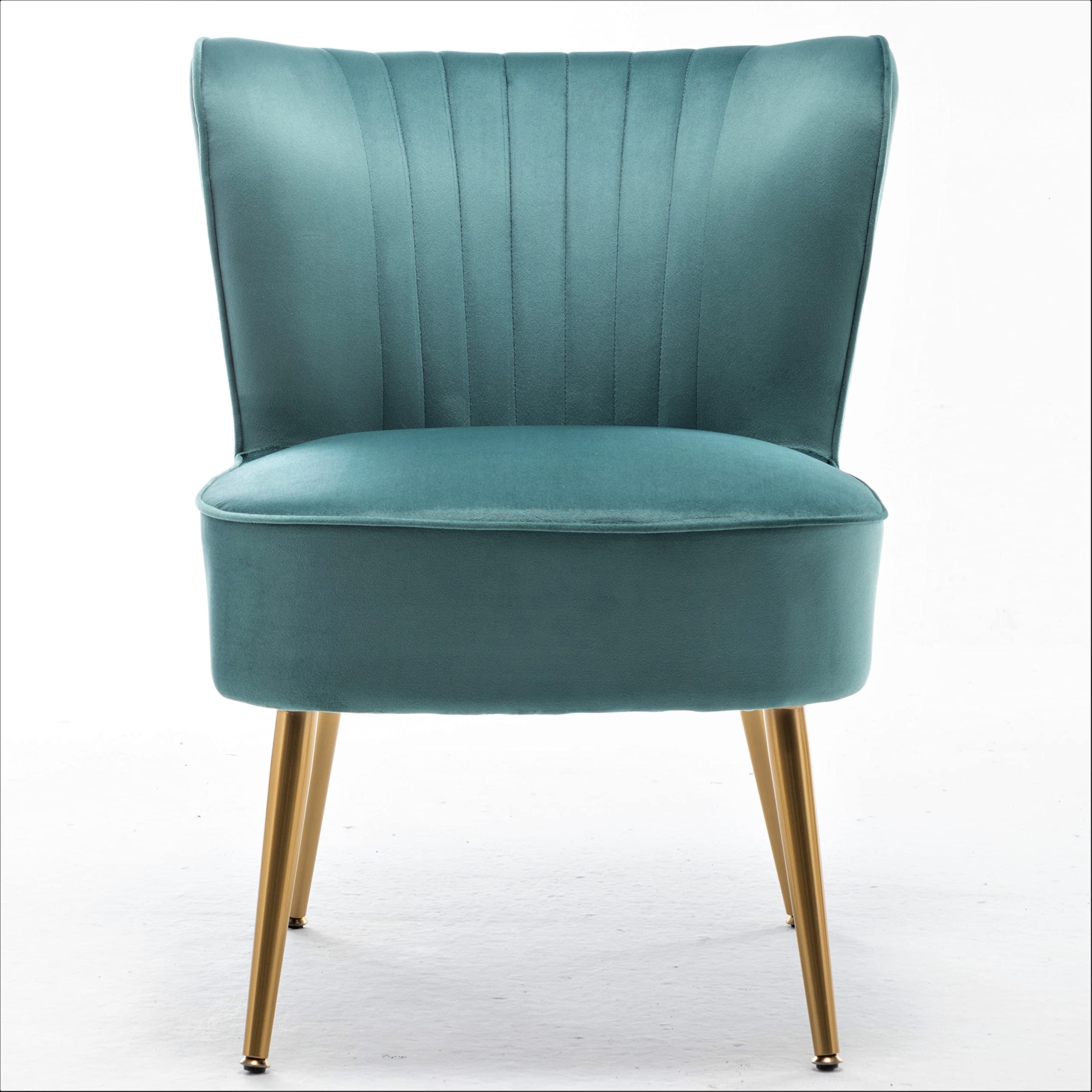 Modern Velvet Accent Chair for Living Room, Bedroom, or Entryway, Stylish and Comfortable Armless Design with Metal Legs, Teal
