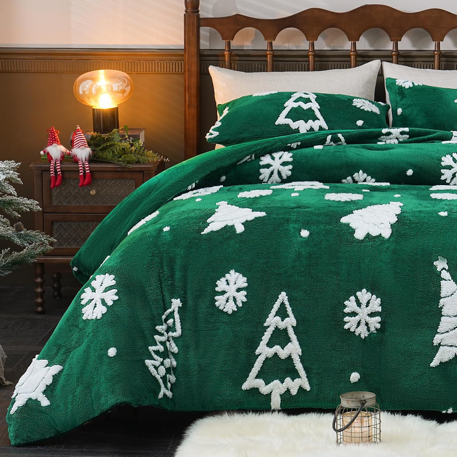 Christmas Tree Jacquard Queen Comforter Set - 3 Piece Winter Bedding