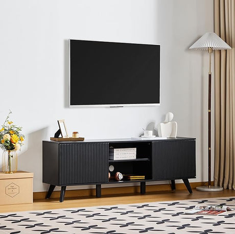 Fluted TV Stand for TVs up to 65'', Modern Mid Century Entertainment Center