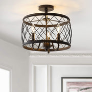 Eleanor 15" 3 Metal LED Semi Flush Mount Ceiling Traditional Dimmable