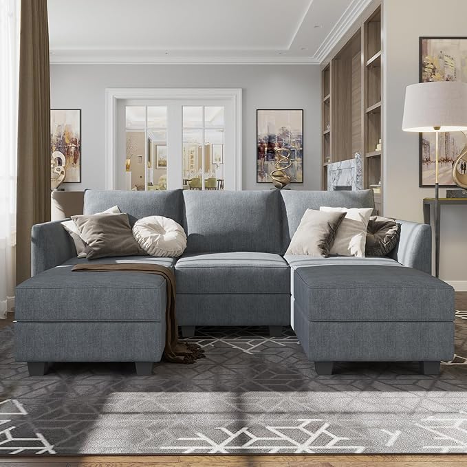 Reversible Sectional Sofa Couch, Modern Apartment L-Shaped Couch Modular Sectional