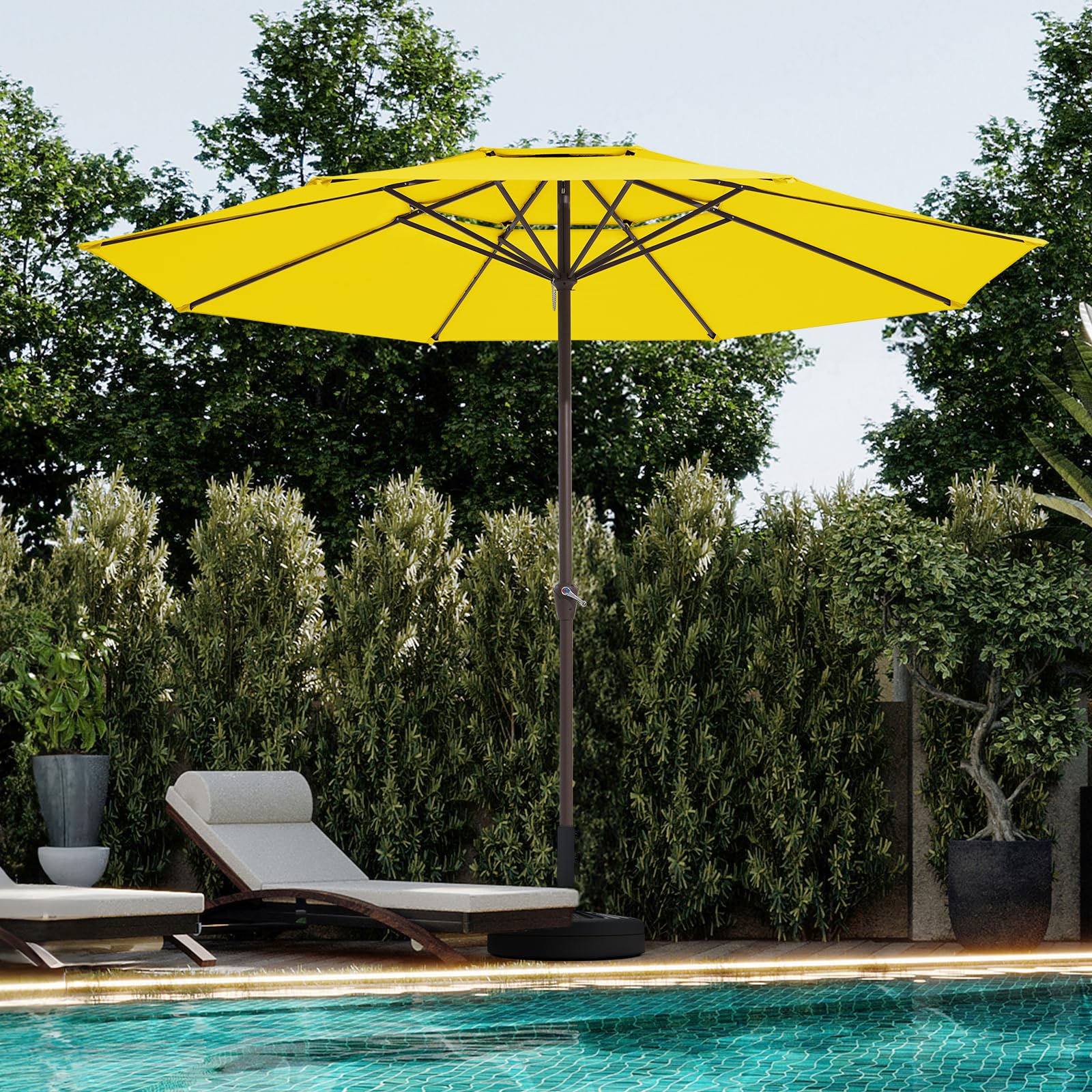 12 FT 2-Tiers Patio Umbrellas Outdoor Large Market Umbrella With Crank