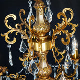 Crystal Chandeliers Antique Gold Farmhouse Chandelier Lighting for High Ceiling 10-Light