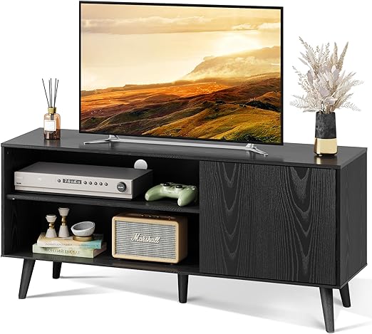 Mid-Century Modern TV Stand for 55" TV, Entertainment Center with Storage