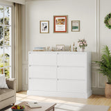 White Dresser for Bedroom, Modern 6 Drawer Dresser, Double Dresser Chest of Drawers