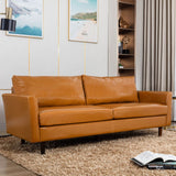 80'' Faux Leather Sofa Couch, Mid-Century Modern Sofa with Solid Wooden Frame