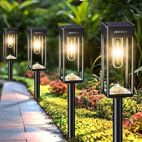 Solar Pathway Lights Outdoor 6 Pack, Over 12Hrs Solar Path Lights Outdoor